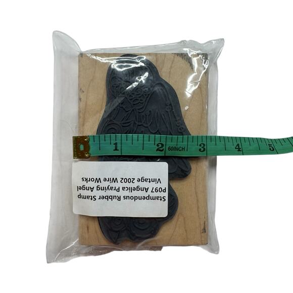 Vintage Angelica Praying Angel STAMPENDOUS Rubber Stamp Wood 2002 Wire Works - Picture 6 of 6